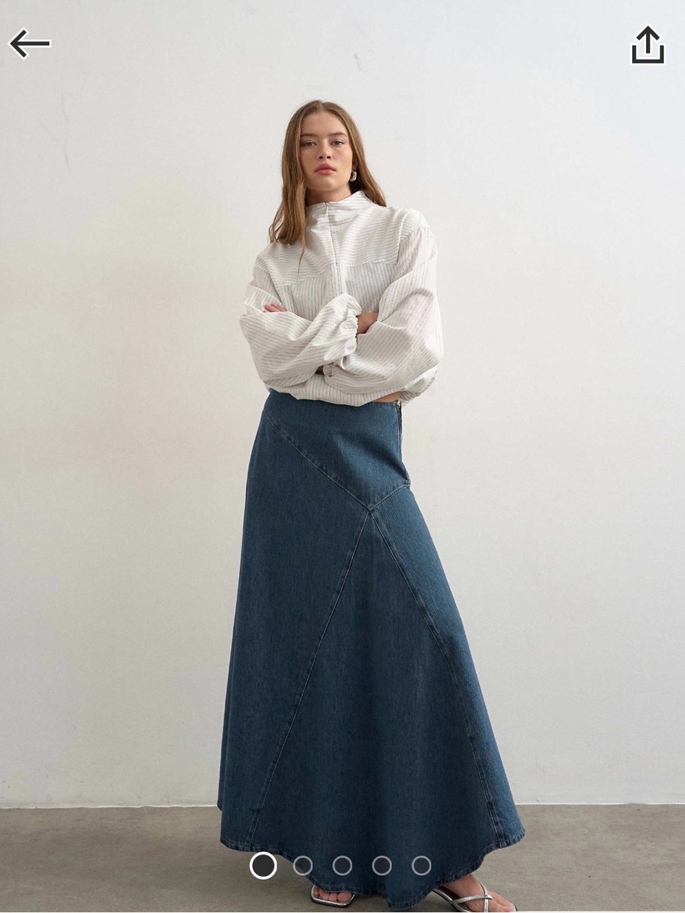 Topshop Dark Blue Denim Maxi Skirt with Panel Seams